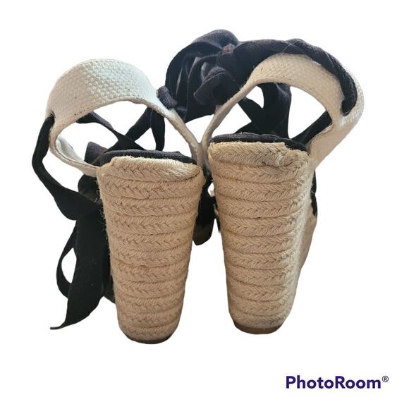 Juicy couture vintage wedge espadrile ankle tie strap sandals - Picture 4 of 7